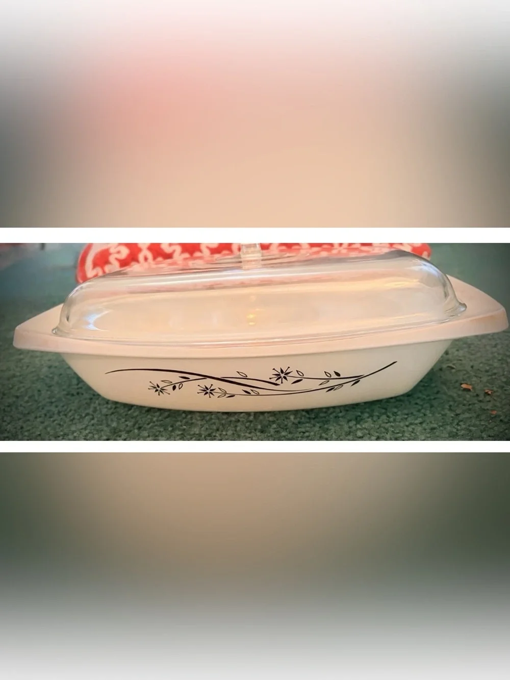 Vintage 1960s Pyrex Golden Honeysuckle Casserole Set Divided & Round w/glass lid